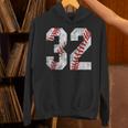 Distressed Baseball Number 32 Jersey Uniform Player Fan Unisex Hoodie Distressed Baseball Number 32 Jersey Uniform Player Fan Unisex Hoodie