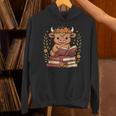 Highland Cow Reading Book Graphic Cow With Book Floral Unisex Hoodie