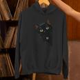 こっそり猫 物陰からじっと見つめる黒猫デザイン 長袖tシャツ パーカー