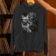 フレンチブルドッグ 喫煙犬 ライター モノクロアート 長袖tシャツ パーカー