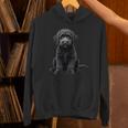 ブラックラブラドゥードル犬のアートデザイン。 長袖tシャツ パーカー