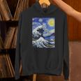 星月夜リメイクとミックスされた神奈川の大波 長袖tシャツ パーカー
