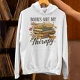 Books Are My Therapy Vintage Book Lover Daisy Art Unisex Hoodie Books Are My Therapy Vintage Book Lover Daisy Art Unisex Hoodie