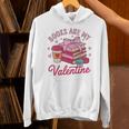 Books Are My Valentine Coquette Bow Bookworm Pink Books Unisex Hoodie