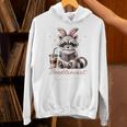 Booktrovert Raccoon Reading Book Iced Coffee Lover Unisex Hoodie