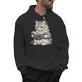 Cute Cat Reading Book Classic Bookworm Animal Pet Lover Men Hoodie