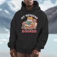 My Weekend Is Fully Booked Cute Cat Book Lover Dad Joke Men Hoodie