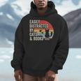 Vintage Retro Easily Distracted By Cats And Books Men Hoodie