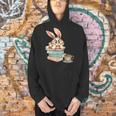 Bunny With Books And Coffee Reading Booknerd Bookish Easter Men Hoodie