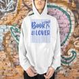 Coquette Book Lover Preppy Blue Stripes Bookworm Reading Men Hoodie