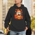 Cute Ghost Reading Book Autumn Pumpkins Cat Coffee Halloween Men Hoodie