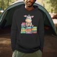 Adorable Donkey With Heart Sitting On Colorful Book Stack Men Hoodie
