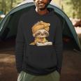 Baby Sloth Open Book Reading Animal Lover Graphic Portrait Men Hoodie