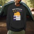 Easily Distracted Cats And Books Cute Cat Book Lover Men Hoodie