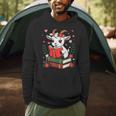 Goat Reading Book Graphic With Floral Men Hoodie