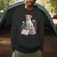 Jack Russell Terrier Bookworm Flowers Book Reading Books Men Hoodie