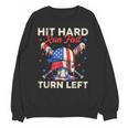 Hit Hard Run Fast Turn Left Baseball Cream Drip Crossed Bats Unisex Sweatshirt