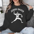 Christian Jesus Saves Baseball Pitcher Heaven 01 Sports Unisex Sweatshirt
