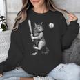 Cute Kitten Playing Baseball Hitter Bat Cool Baseball Cat Unisex Sweatshirt Cute Kitten Playing Baseball Hitter Bat Cool Baseball Cat Unisex Sweatshirt