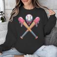 Dripping Pink Baseball Crossed Bats Summer Unisex Sweatshirt Dripping Pink Baseball Crossed Bats Summer Unisex Sweatshirt