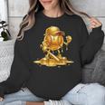 Melting Baseball Mascot Slugger Bat Cap Cartoon Unisex Sweatshirt Melting Baseball Mascot Slugger Bat Cap Cartoon Unisex Sweatshirt
