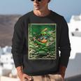 Leprechaun Playing Baseball Japanese Art St Patricks Day Unisex Sweatshirt