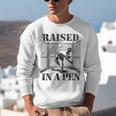 Raised In a Pen Baseball Pitcher Saying Bullpen Unisex Sweatshirt