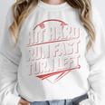 Hit Hard Run Fast Turn Left Baseball Fan Red Graphic Unisex Sweatshirt