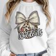 Wildcats Baseball Leopard Print Coquette Bow Mascot Game Day Unisex Sweatshirt