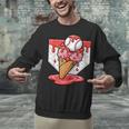 Baseball Ice Cream Drip Baseball Strawberry For Youth Red Unisex Sweatshirt