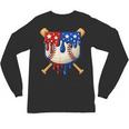Baseball Drip American Flag Home Plate 4th Of July Patriotic Unisex Long Sleeve T-Shirt