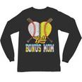 Bonus Mom Of Both Half Baseball Softball Ice Cream Drip Unisex Long Sleeve T-Shirt