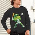 Shamrock Playing Baseball St Patricks Day Men Boys Kid Unisex Long Sleeve T-Shirt