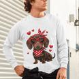 Dachshund Valentines Day Wiener Dog Lover Weenie Heart Raglan Baseball Tee Unisex Long Sleeve T-Shirt