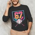 Baseball Ice Cream Drip Number 67 Player 67th Birthday Men Unisex Long Sleeve T-Shirt Baseball Ice Cream Drip Number 67 Player 67th Birthday Men Unisex Long Sleeve T-Shirt