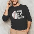 Chicks Dig The Pitcher Baseball Unisex Long Sleeve T-Shirt Chicks Dig The Pitcher Baseball Unisex Long Sleeve T-Shirt