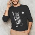 Cute Kitten Playing Baseball Hitter Bat Cool Baseball Cat Unisex Long Sleeve T-Shirt Cute Kitten Playing Baseball Hitter Bat Cool Baseball Cat Unisex Long Sleeve T-Shirt