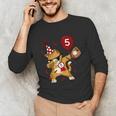 Dabbing Cool Cat Baseball 5th Birthday Unisex Long Sleeve T-Shirt