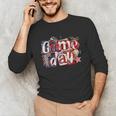 Game Day Baseball Leopard Coquette Bow Mama Mom Sister Unisex Long Sleeve T-Shirt
