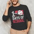 Retro 100 Days Of School Baseball Teacher Student 100 Days Unisex Long Sleeve T-Shirt