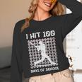 I Hit 100 Days Of School Baseball Player 100th Day Boys Kids Unisex Long Sleeve T-Shirt