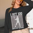 I Hit 100 Days Of School Boys Kids 100th Day Balls Baseball Unisex Long Sleeve T-Shirt