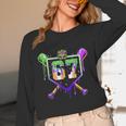 Mardi Gras Baseball Carnival Party Ice Cream Drip Boys Unisex Long Sleeve T-Shirt
