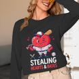 Stealing Hearts And Bases Baseball Player Valentine's Day Unisex Long Sleeve T-Shirt