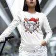 Christmas Baseball Santa Hat For Baseball Players Fans Unisex Long Sleeve T-Shirt