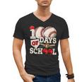 100 Days Of School Baseball 100th Day Of School Kids Teacher Men's V-Neck T-Shirt