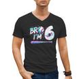 6th Birthday Boy Bro I'm 6 Year Old Baseball Ice Cream Drip Men's V-Neck T-Shirt