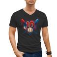 Baseball 10 Year Old Splash Drip 10th Birthday Boy Number 10 Men's V-Neck T-Shirt