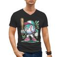 Baseball Character Cartoon Batter Drip Style Women Men Men's V-Neck T-Shirt