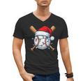 Baseball Christmas Lights Santa Christmas Baseball Player Men's V-Neck T-Shirt Baseball Christmas Lights Santa Christmas Baseball Player Men's V-Neck T-Shirt